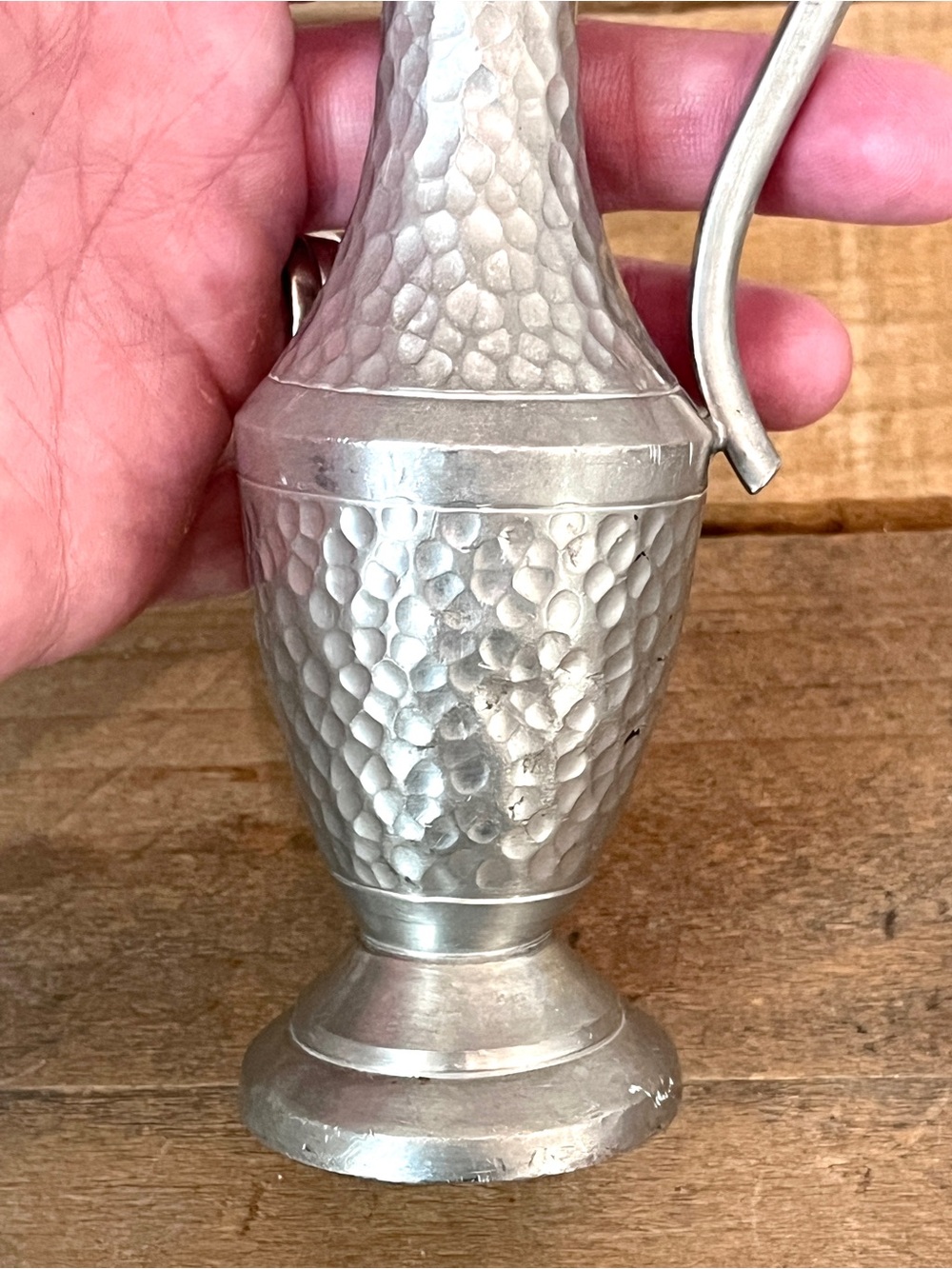Vintage Heavy TKF Handmade Indonesia Hammered Pewter Ewer Pitcher - Picture 10 of 11